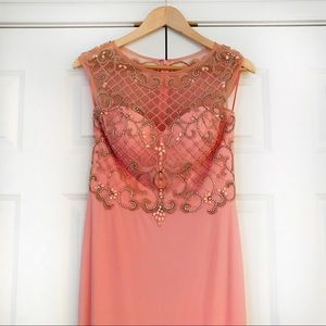 Pink Prom Dress with beading , 7/8